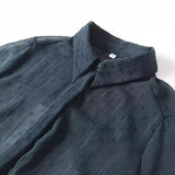 2024 New Ladies' Long-Sleeved Loose Casual Polka-Dot Shirt-Outfit
