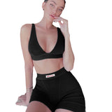 Fongt Multi-Color New Hot Style Women's Letter Cloth Design High Waist Cycling Shorts-Outfit
