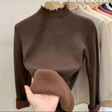 Ear One Velvet Turtleneck Sweater Slim Women's Sweater Autumn And Winter Soft Waxy Bottom Jacket Inside-Outfit