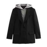 New Style Hooded Splicing Fashionable Suit Jacket 9287557-Outfit
