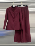 Fongt Of Angola Red 2025 Autumn And Winter New No-Neck Waist-High Design Simple Pants Set