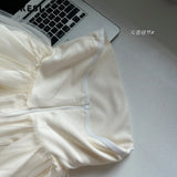 Women Sexy Backless Strapless Solid Color Tube Tops 2023 Summer Beach Style Slim Fit Cropped Folds Party Club