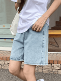 High Waist Straight Leg Denim Shorts-Outfit
