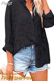 See Through Jacquard Mesh Shirts Women Long Sleeve White Tops 2023 Women's Elegant Streetwear Button Down Blouse