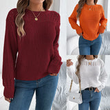 Shooting 2025 Casual Pure Color Hollow Lantern Long-Sleeved Jacket Sweater Women's