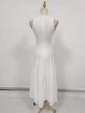 Fongt Temperament Famous Wind Dress Woman 2025 Spring And Summer New Fashion Lace Splicing High-End Sense Collar Sleeveless Long