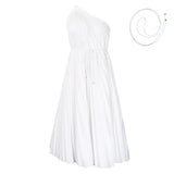 Fongt Women's 2025 Summer New Solid-Colored Oblique Shoulder Strap A Skirt Loose Pressure Skirt