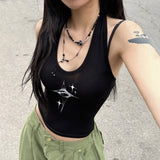 Summer New Women's Wear U-Collar Tight Ultra-Short Star Eye Print Neck