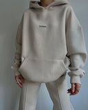 Fongt 2025 New Casual Plus Velvet Long-Sleeved Hooded Hooded Trousers Set For Women