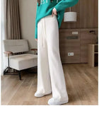 Fuzzy Wide-Leg Drawstring Sweat Pants-Outfit