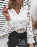 Fongt 2025Wish Exploding Shirt New Solid Color Lace V T-Shirt Women's Shirt