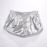 Shiny Metallic Hot Shorts Summer Holographic Wet Look Casual Elastic Drawstring Festival Rave Booty