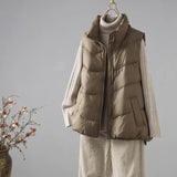 The New 2024 Down Jacket Vest Female Thin Fashion Large Size White Duck Down Horse Clip Warm Collar Coat Tide-Outfit