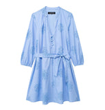 Spring Glue Embroidery Decorative Long-Sleeved Poplin Dress 2492058-Outfit