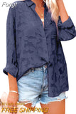 See Through Jacquard Mesh Shirts Women Long Sleeve White Tops 2023 Women's Elegant Streetwear Button Down Blouse