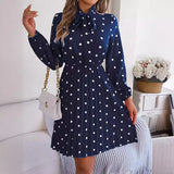 Shooting 2025 Autumn And Winter Temperament Wave Point Tice With Waist Long Sleeves 100 Folded Skirt Women's