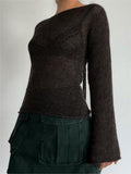 lace up knit top with trumpet
