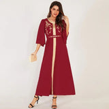 O Neck Half-Sleeved Golden Edge Long