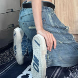 Vintage Washed Ripped Boyfriend Jeans-Outfit