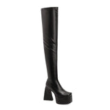 Over Knee Chunky Heel Boots-Outfit