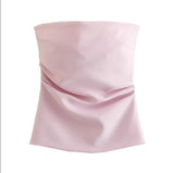 Fongt Fashion Folded Women's New Trend Brag Vest Solid Color Bhise Repair Body Small Top
