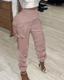 High Waist Pleating Casual Trousers Work Clothes