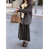 Fongt Temperament Reduced-Age Shirt Jacket Half-Dress Suit Women 2025 Autumn And Winter Lazy Loose Three Sets