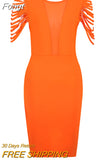 Dress 2023 New Women's Orange Bodycon Dress Elegant Sexy Tassel Evening Club Party Dress High Quality Summer