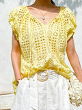 Fongt T-Shirt Holiday Style Embroidered Top Short Sleeve Summer French Design Sense South Oil Women's Lace Shirt