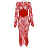 Autumn Fashion Trend Women's New Long Sleeve Round Neck Hollow Backless Knitted Hip Dress Party Dress Club Outfit-Outfit