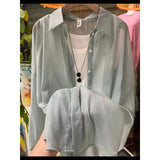 Fongt New Fashion Clothes Beaded Sunscreen Women Loose Lantern Sleeve Shirt Senior