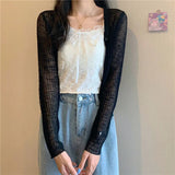 Fongt Knitted Cardigan Women's Summer Thin Air Conditioning Shirt Korean Version Of The Design Sense Of The Small Short Coat Top