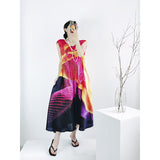Fongt Folded High-End French Long-Press Dress Femininity Dinner High-End Sleeveless Dress