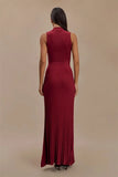Ribbed Pleated Tank Long Dress-Outfit
