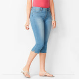 Fongt Women's 7-Point Jeans Slim Middle-Waisted Denim 7-Point Women's