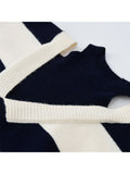Women Sweaters Striped Fake Two Pieces Off Shoulder Slash neck Pullovers Womens Trendy 2023 Autumn Winter New Chic Knitwear
