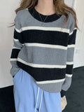 Color Block Striped Knit Sweater-Outfit