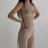 Fongt New Sexy Knitted Vest Trousers Fashion Suit Woman