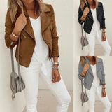 E-Commerce Wish New Autumn And Winter Women's Lapel Zipper Short Jacket-Outfit