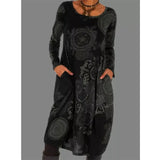 Polyester Fiber Women's Print Dress Long