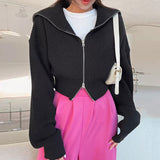 Y2K Double Zip Knit Top-Outfit