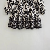 Fongt Single-Dlong Short Dress 2025 Spring/Summer V-Neck Print Long-Sleeved Loose Miniskirt