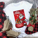 Hat Family Red Printed T-shirts Mom and Me Santa