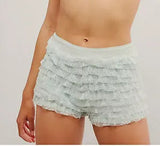 Sexy Beach Hot Pants Lotus Side Wave Solid-Colored Lolita Low-Rise Shorts Skirt