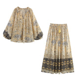 Fongt For Women's INS Burst Metal Color Line Printed Shirt + Printed Skirt