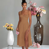 Fongt Spring And Summer New Fashion Leisure Tie To Repair The Fork With High-End Dress Woman