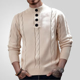 Fongt And Autumn New Men's Button-Collar Knitted Knitted Casual Collar Silk Silken Silken Silken Hooded Sweater