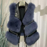 Fur Vest coat women's Lapel sleeveless buckle Slim Fit Teddy coat 2023 high street plush fur one piece