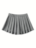 Summer Solid Pleated Mini Skirt, Y2K Cute Skirt For Spring & Summer, Women's Clothing-Outfit