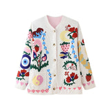 Fongt Sense Retro Hotgirl Patchwork Print Pocket Padded Jacket Loose Versatile Casual Jacket-Outfit